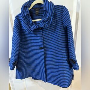 Ali Miles Royal Blue and Black Striped Top